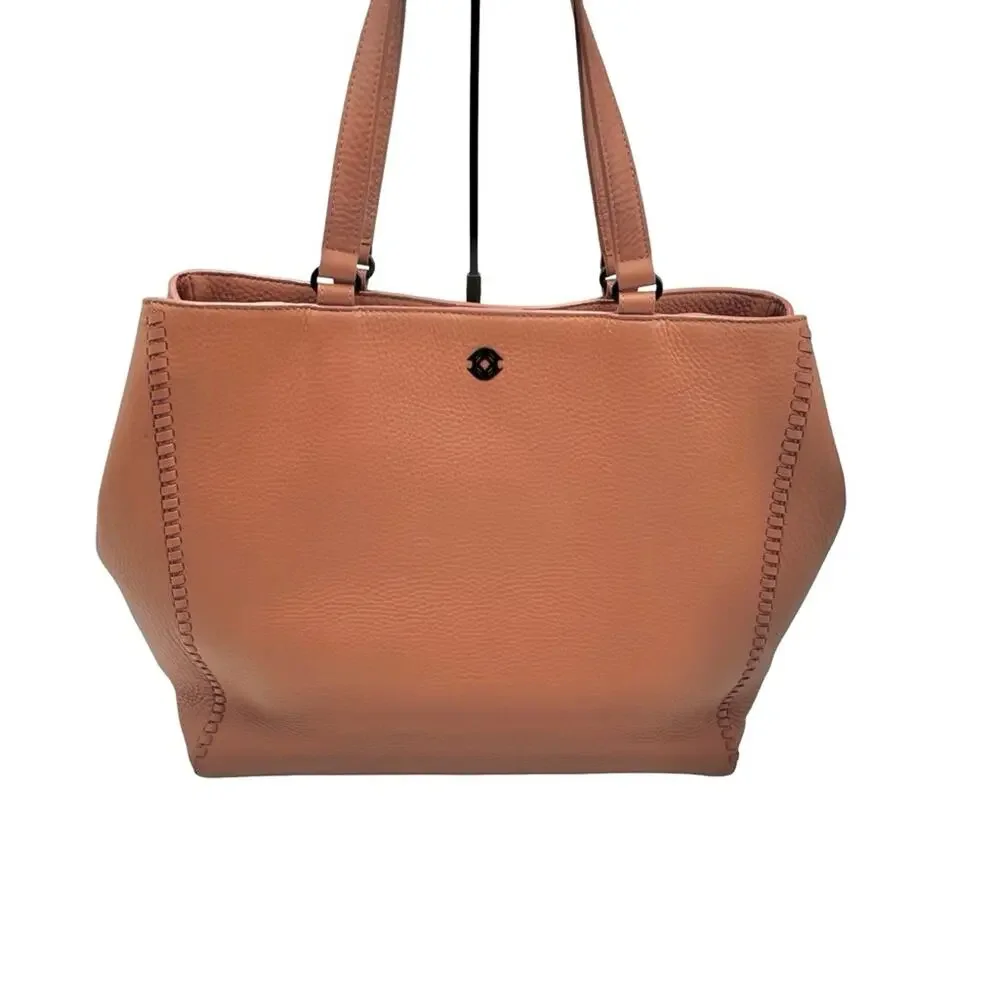 DAGNER DOVER - ALLYN soft pink pebble leather tote bag - laptop compartment
